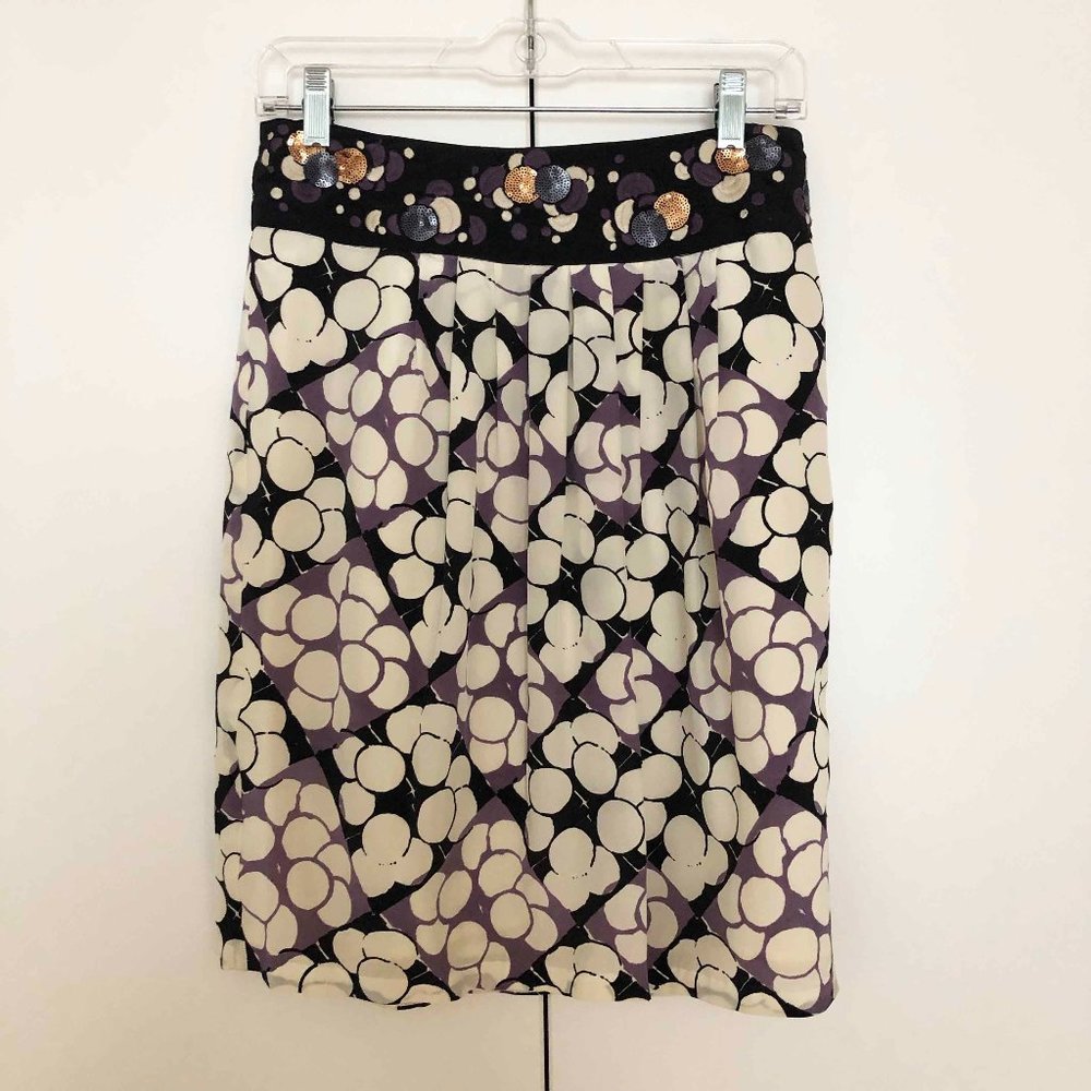 Patterned Silk Skirt, Size 6